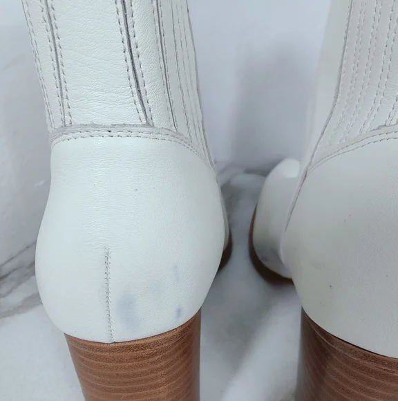 Marc Fisher Lommie Off White Western Style Block Heel Cowboy Ankle Boots, 8.5 - Picture 11 of 13